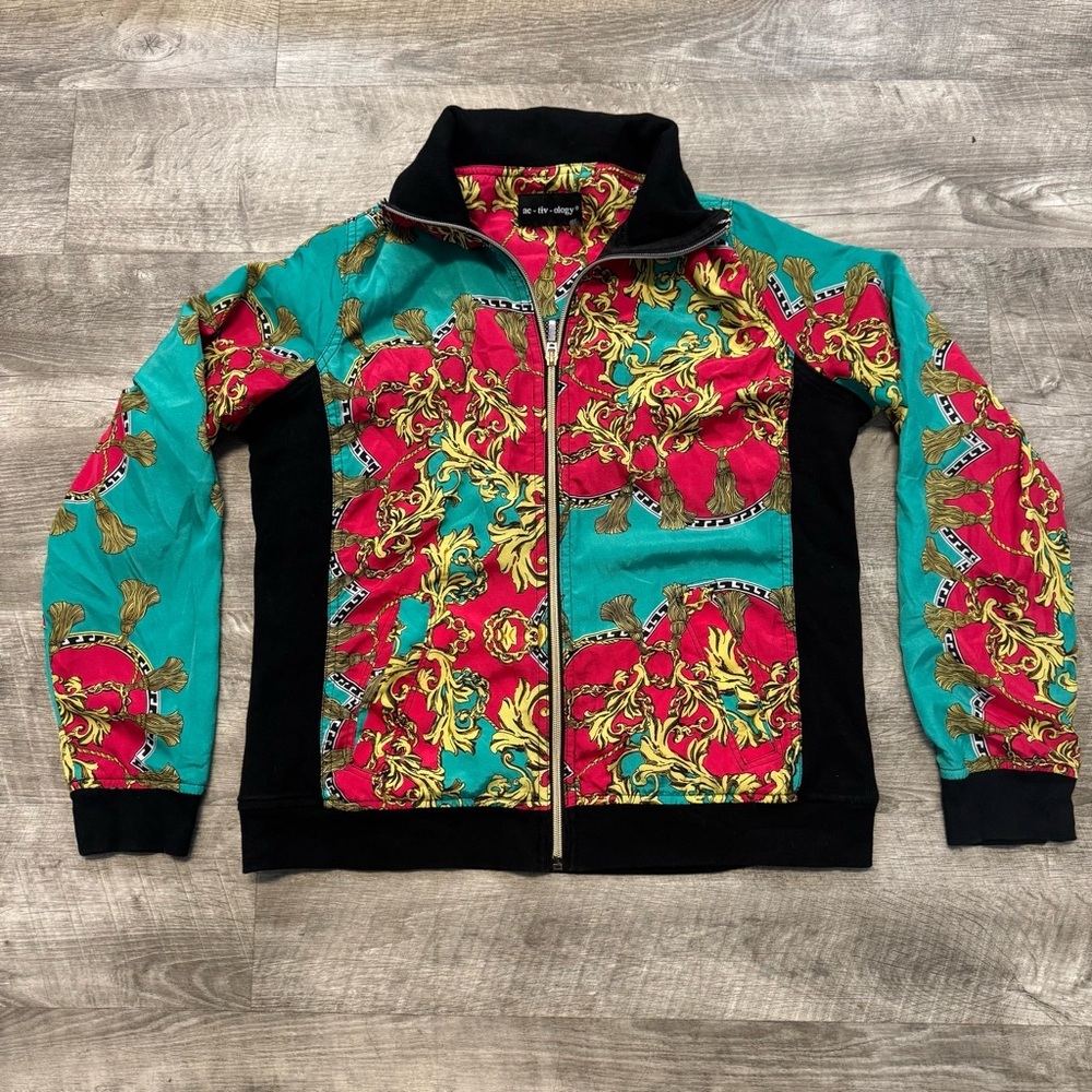 Ac tiv ology 90s Vintage Baroque Full zip Windbreaker Jacket Women’s Sz. S